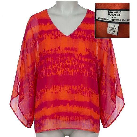 Hilary Radley Tops - Hilary Radley Katherine Barclay Large Sheer Chiffon Kimono Top Pink